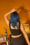 Kadın Siyah Kare Yaka Korse Görünümlü Vücuda Oturan Crop Bluz (zck0618)