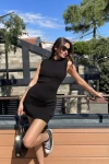 Kadın Siyah Triko Kolsuz Mini Boy Elbise (zck0559)