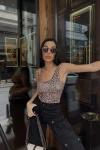 Kadın Vizon Tek Kol Askılı Crop Bluz (ZCKSS101)